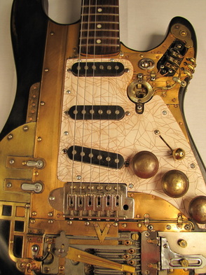Accordiancaster guitar front detail Picture